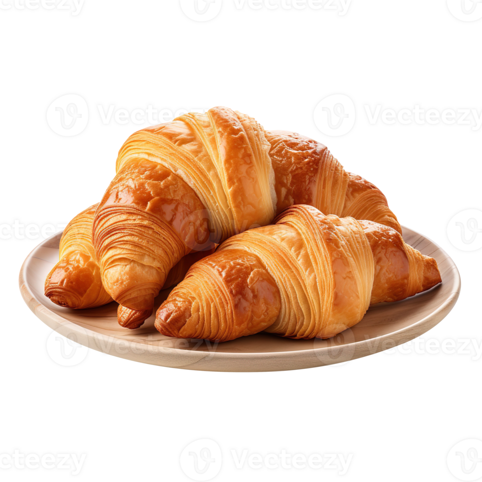 Croissants on plate isolated on transparent background png