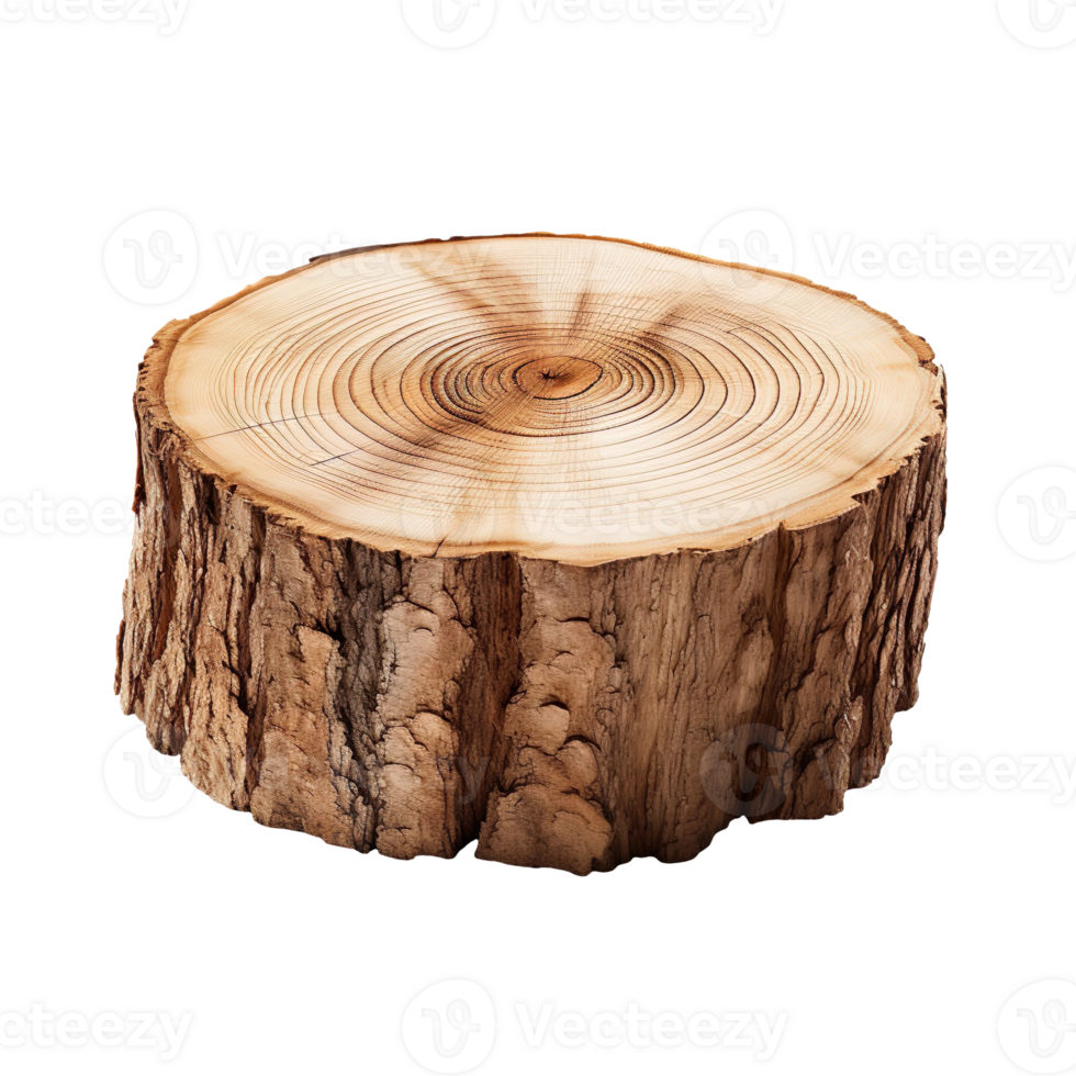 Cut tree trunk isolated on transparent background png