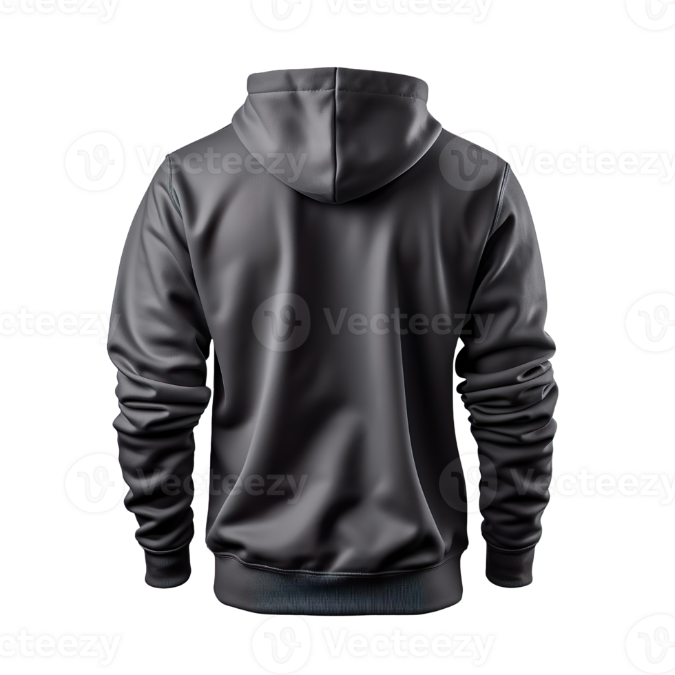 dark grey hoodie back side isolated on transparent background png