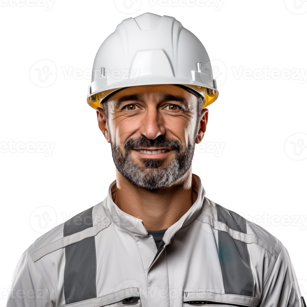 Engineer with helmet isolated on transparent background png