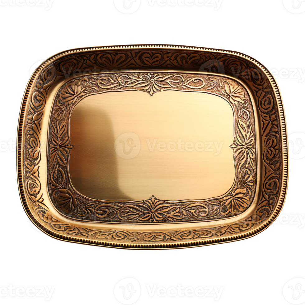 empty gold tray isolated on transparent background png
