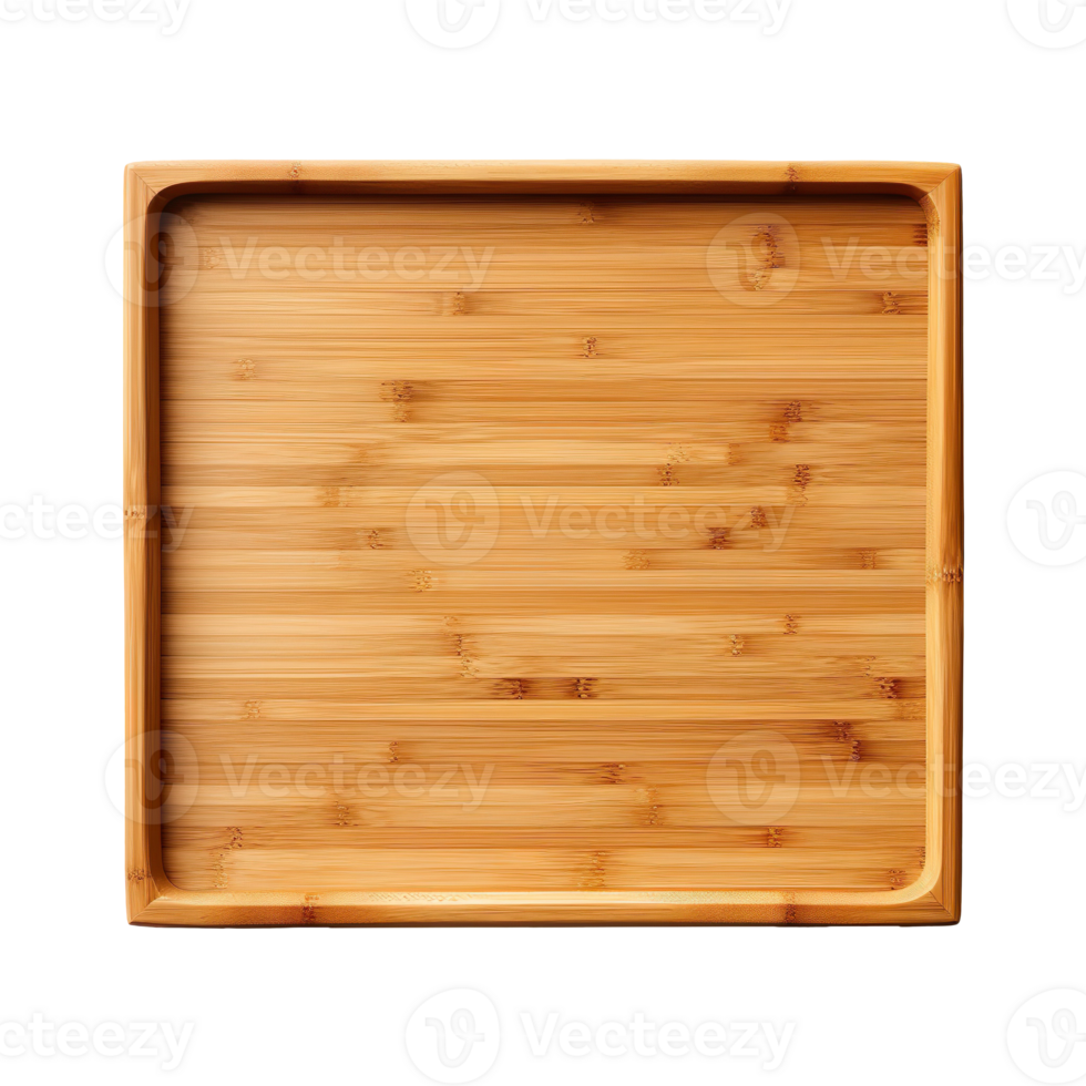 Empty bamboo tray isolated on transparent background png