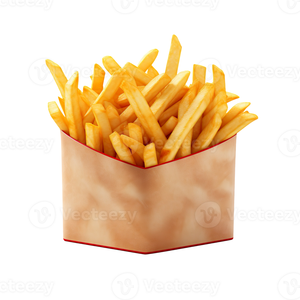 french fries in a box isolated on transparent background png