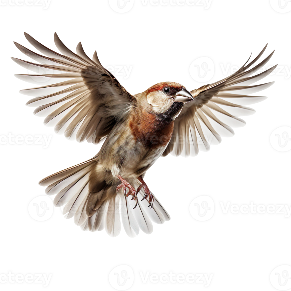 Flying Sparrow isolated on transparent background png