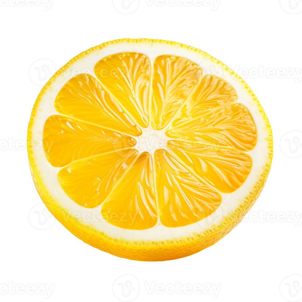 fresh juicy lemon fruit slice isolated on transparent background png