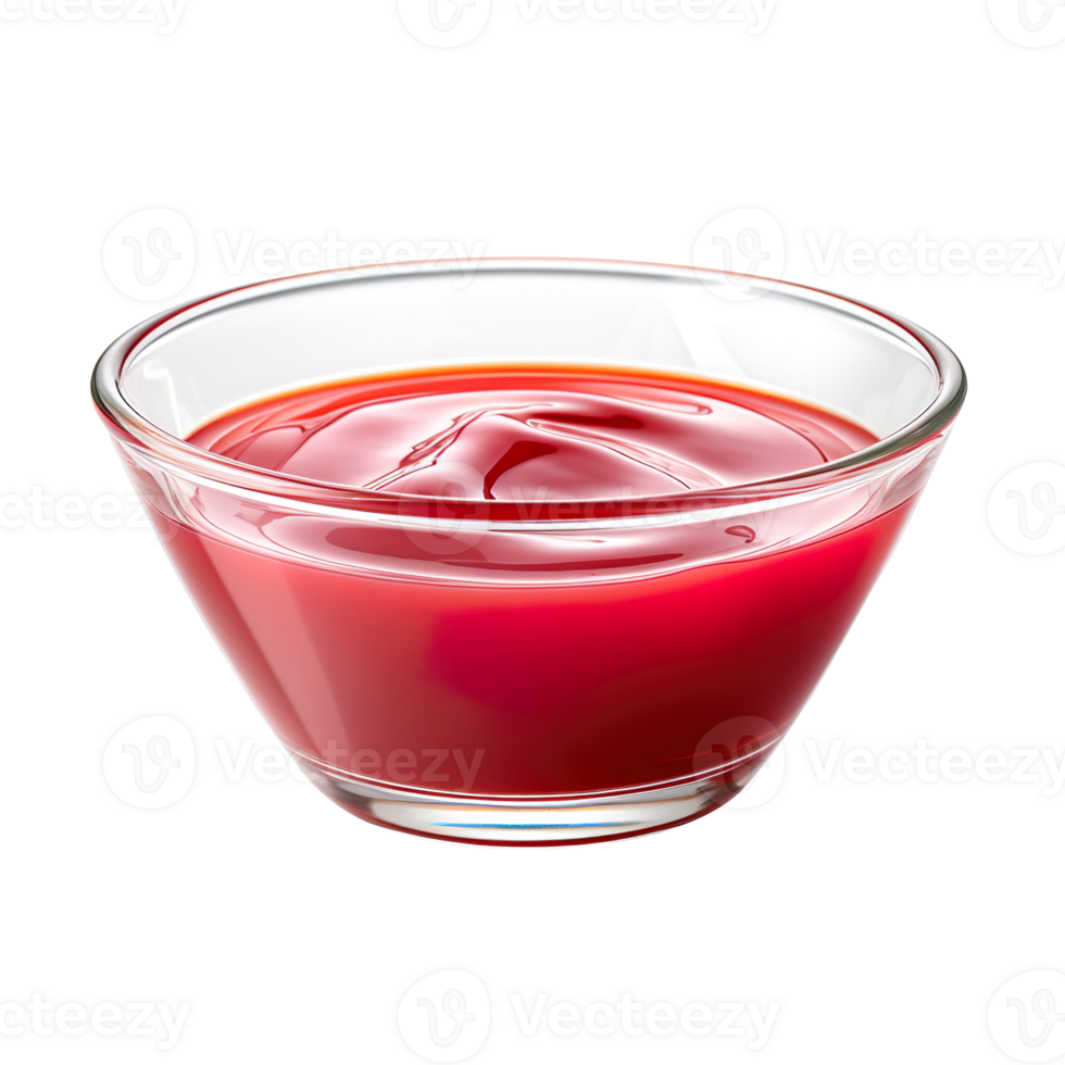 Glass bowl of ketchup isolated on transparent background png