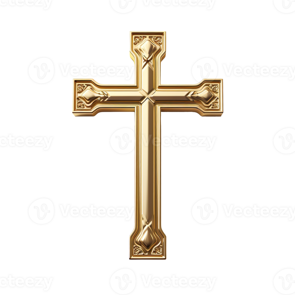 gold cross isolated on transparent background png