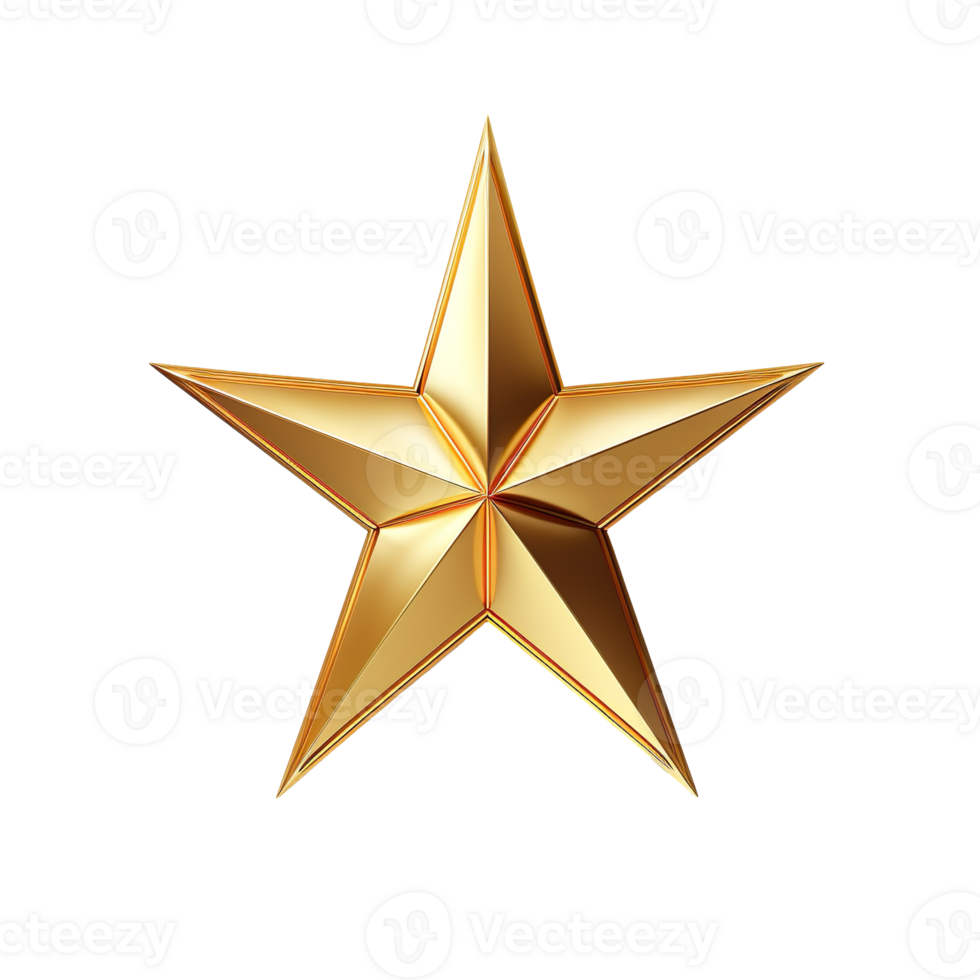 Gold star isolated on transparent background png