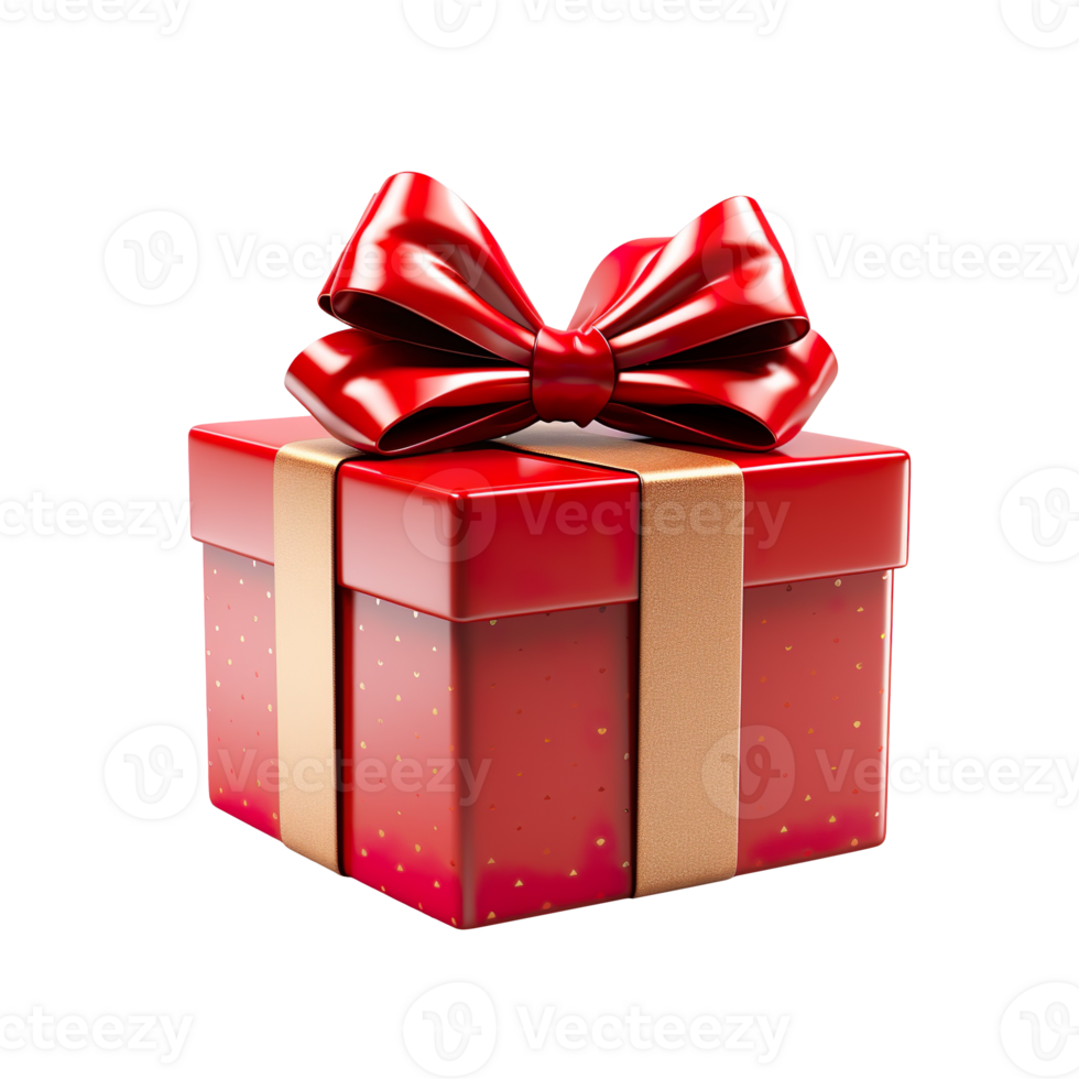 Gift box with a red ribbon bow isolated on transparent background png