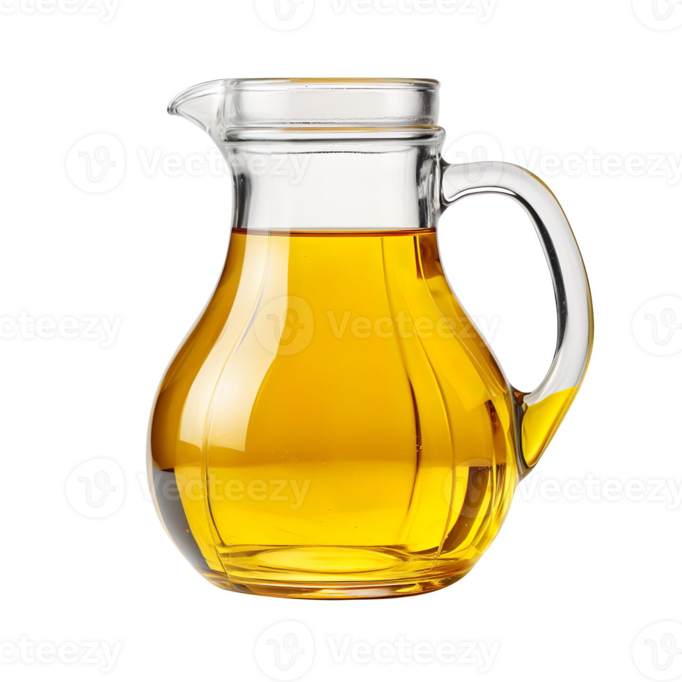 Glass jug of cooking oil isolated on transparent background png