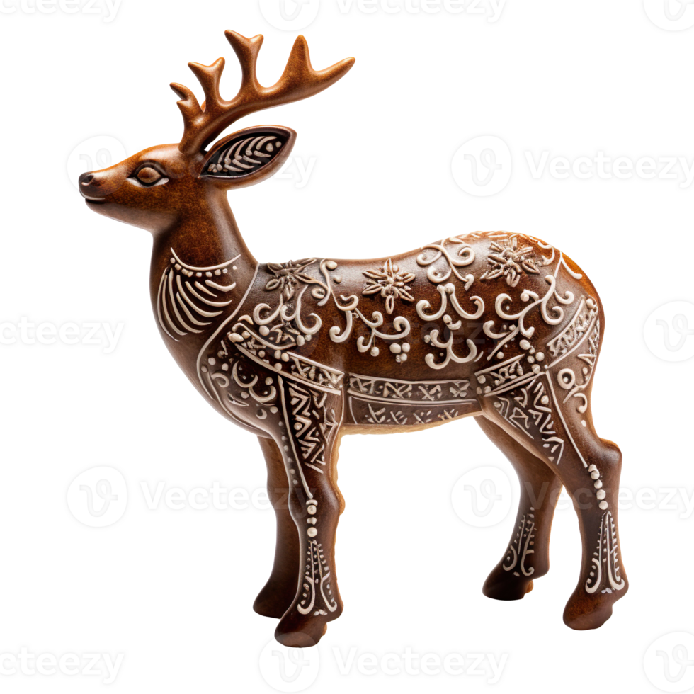 Gingerbread deer isolated on transparent background png