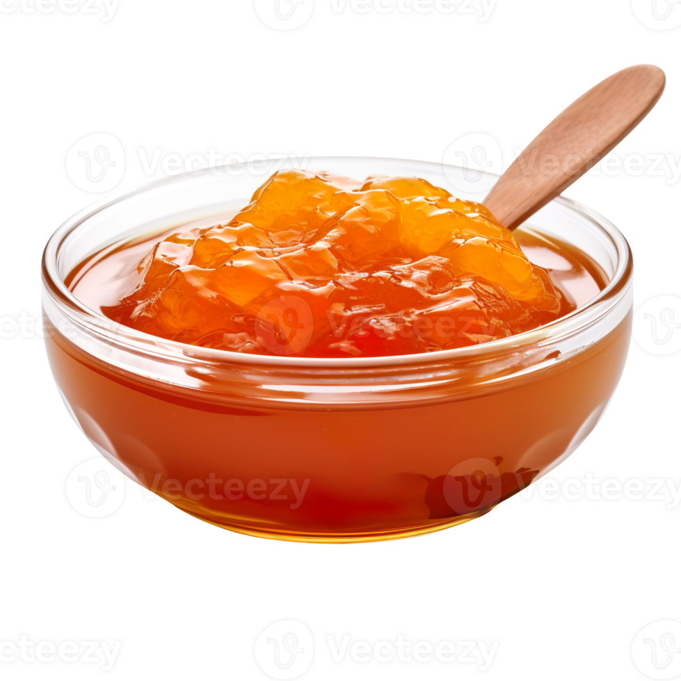 glass bowl of apricot jam isolated on transparent background png