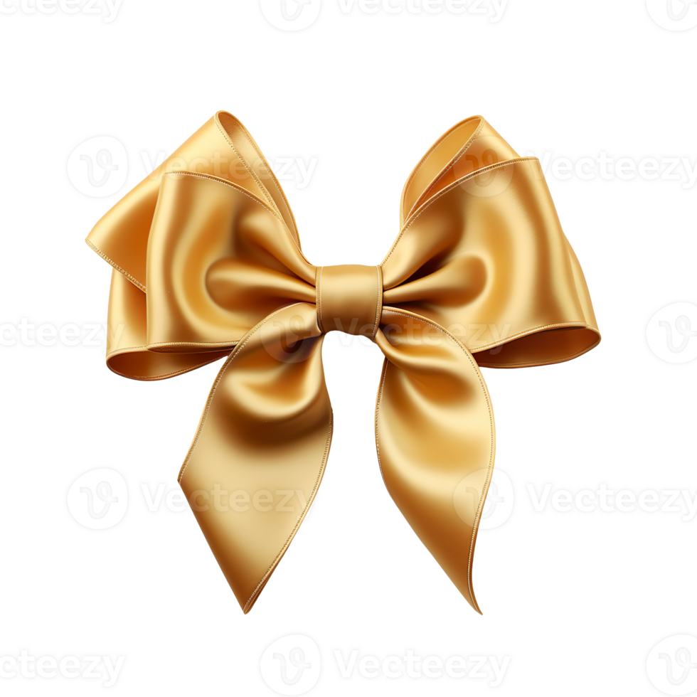 Gold bow ribbon isolated on transparent background png