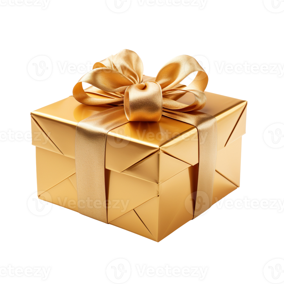 gold gift box isolated on transparent background png