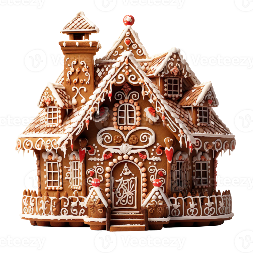 Gingerbread shack isolated on transparent background png