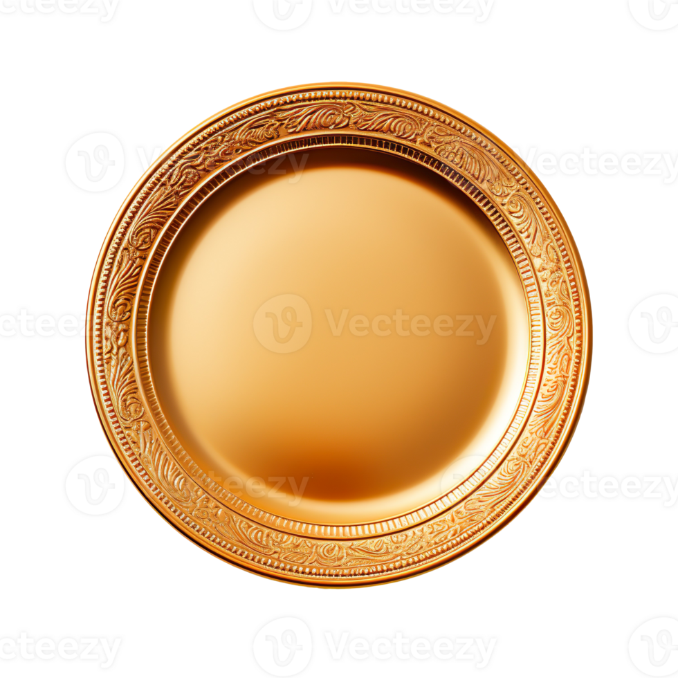 golden plate isolated on transparent background png