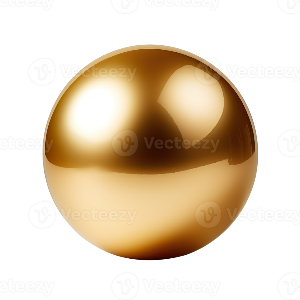 large golden ball isolated on transparent background png