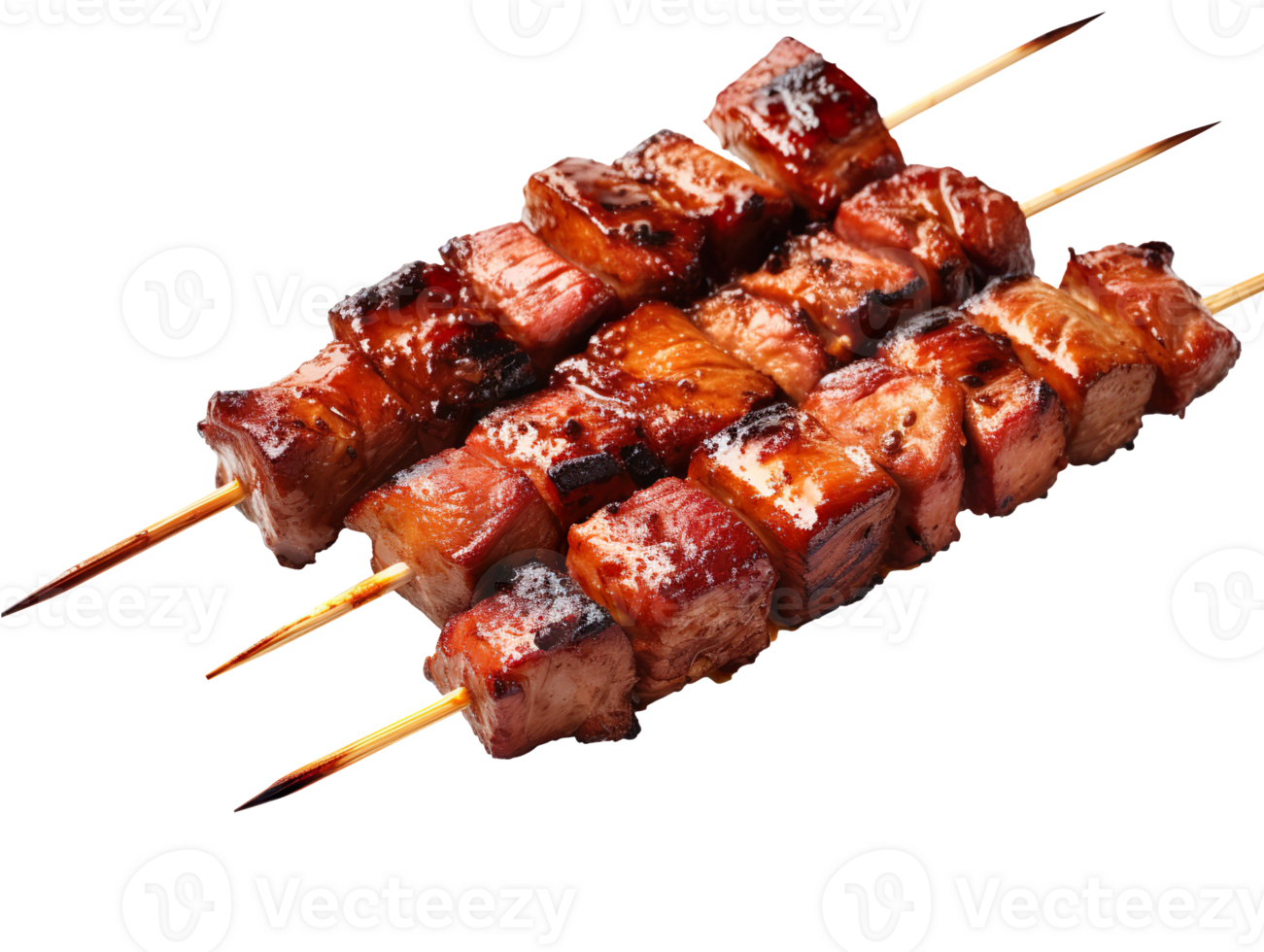 Grilled pork meat on a stick isolated on transparent background png