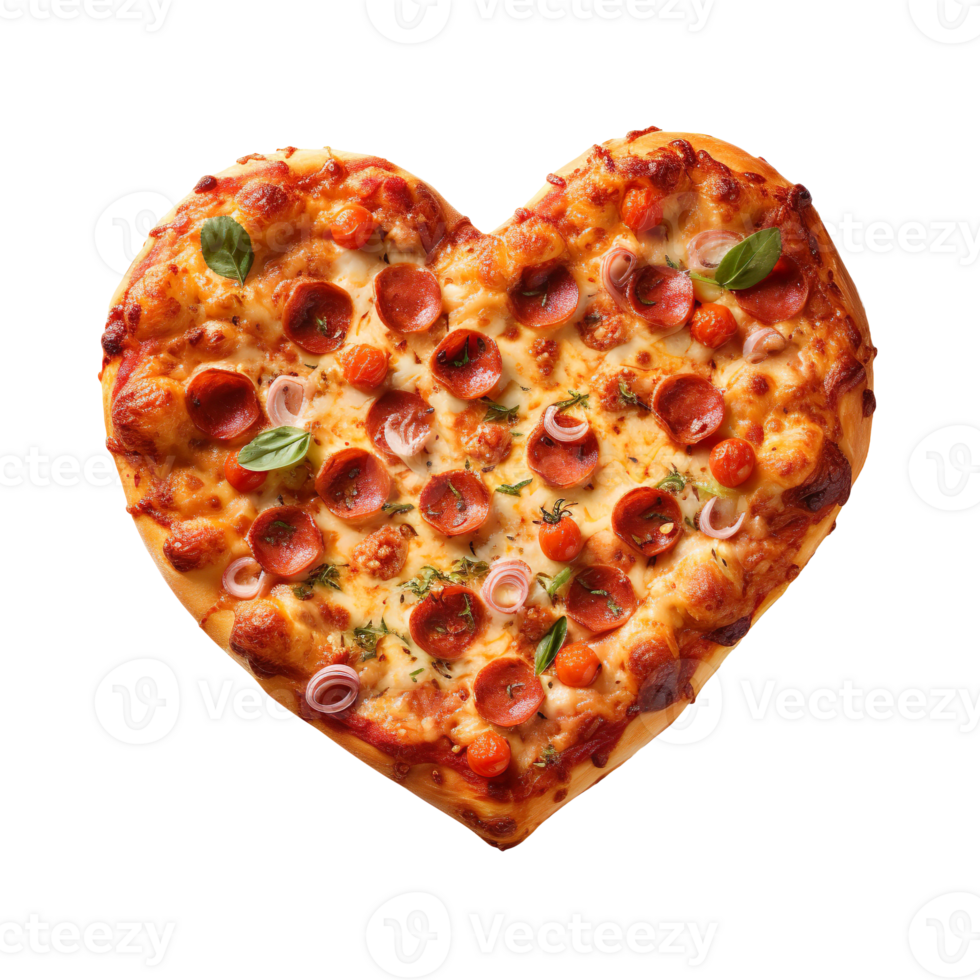 Heart shaped pizza isolated on transparent background png
