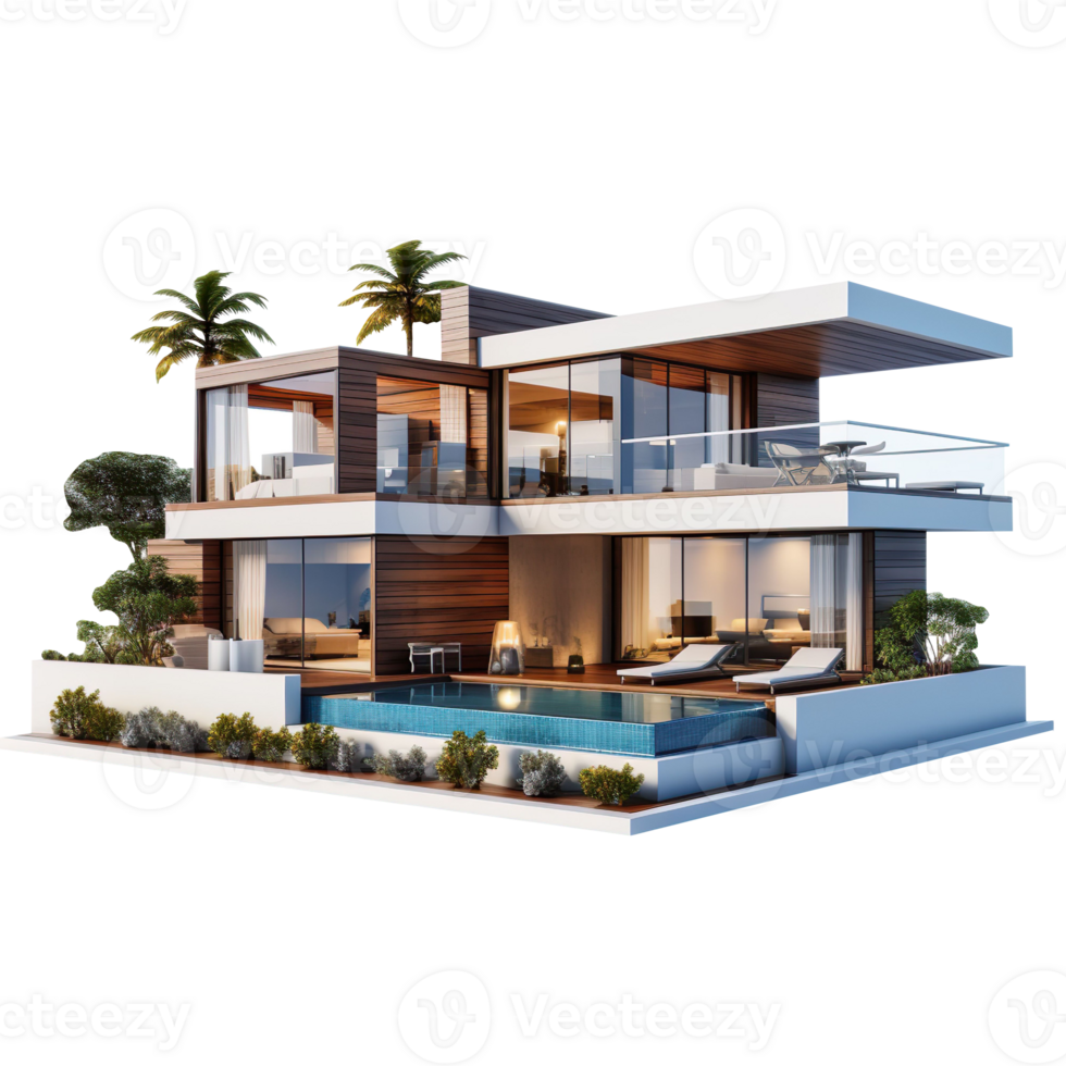 Modern House isolated on transparent background png