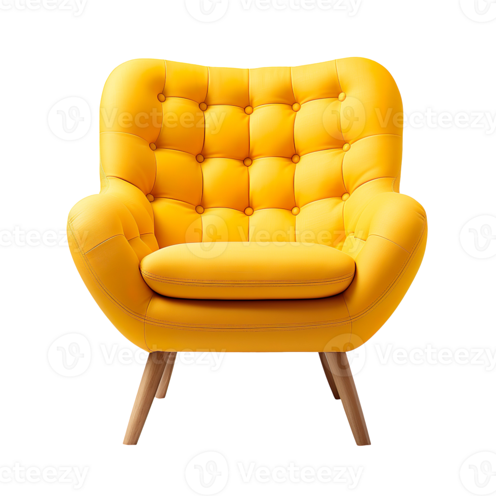 Modern yellow armchair isolated on transparent background png