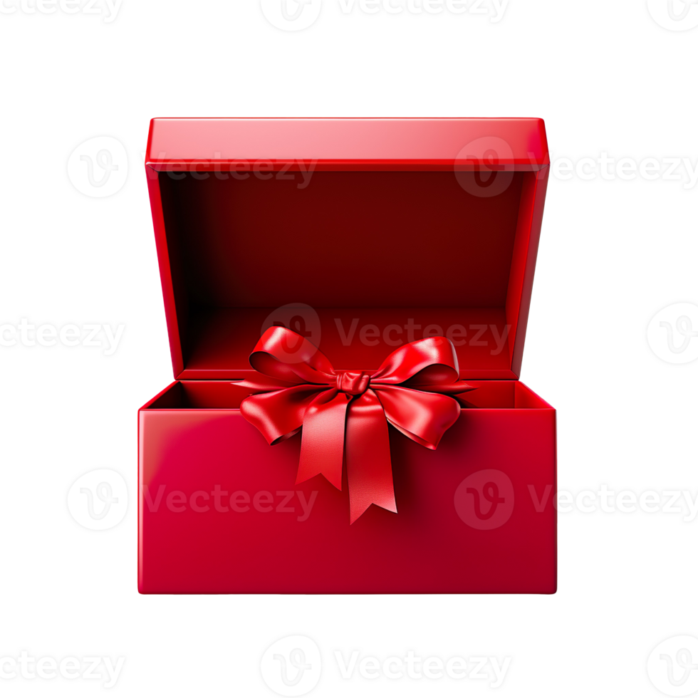 Open empty red gift box isolated on transparent background png
