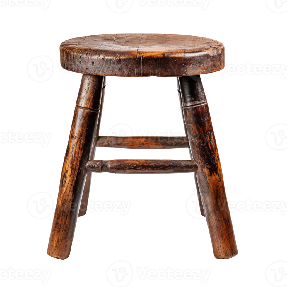 Old wooden stool isolated on transparent background png