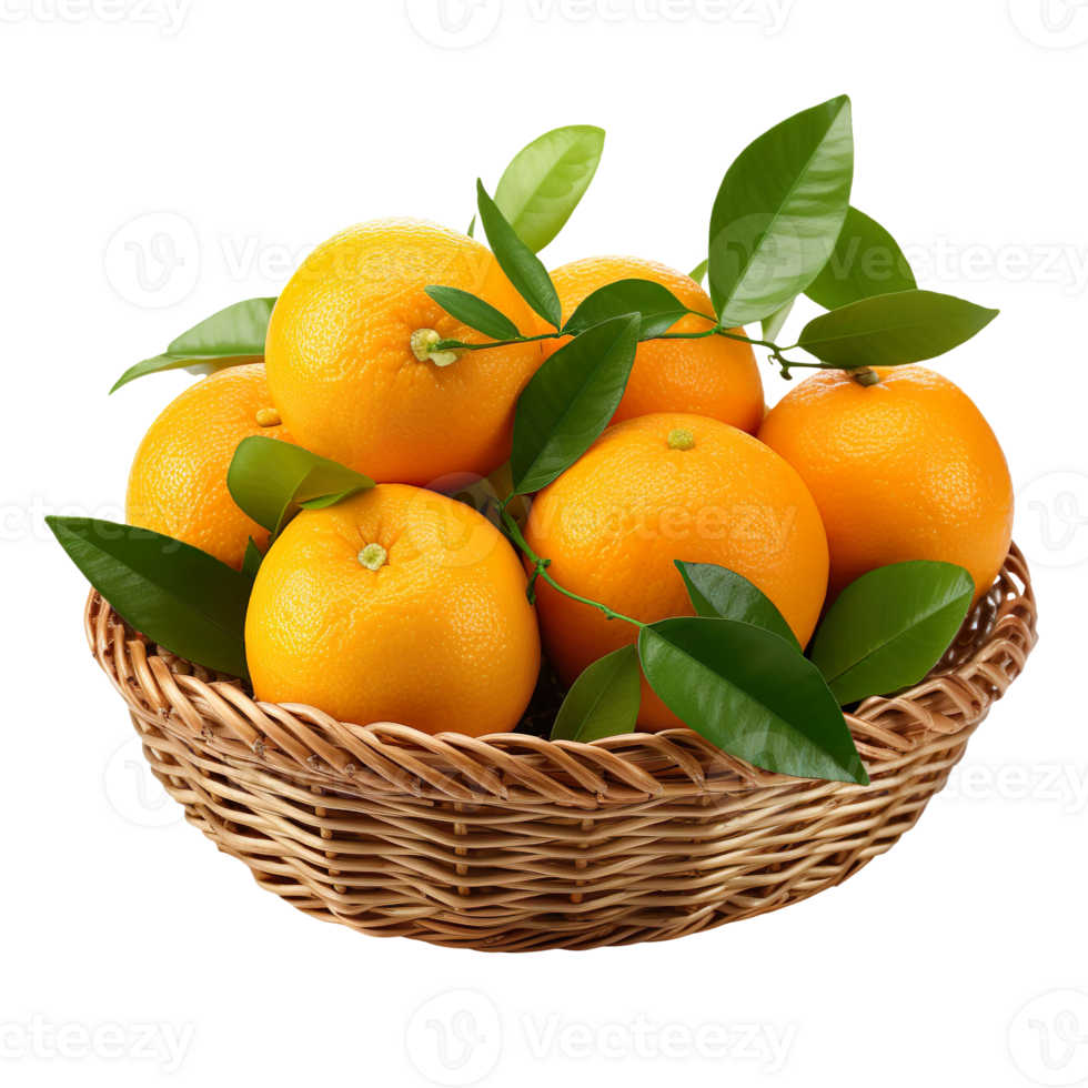 Oranges In Basket isolated on transparent background png