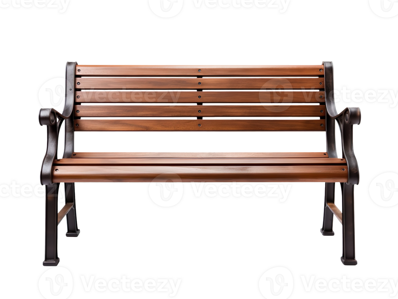 Outdoor park bench isolated on transparent background png