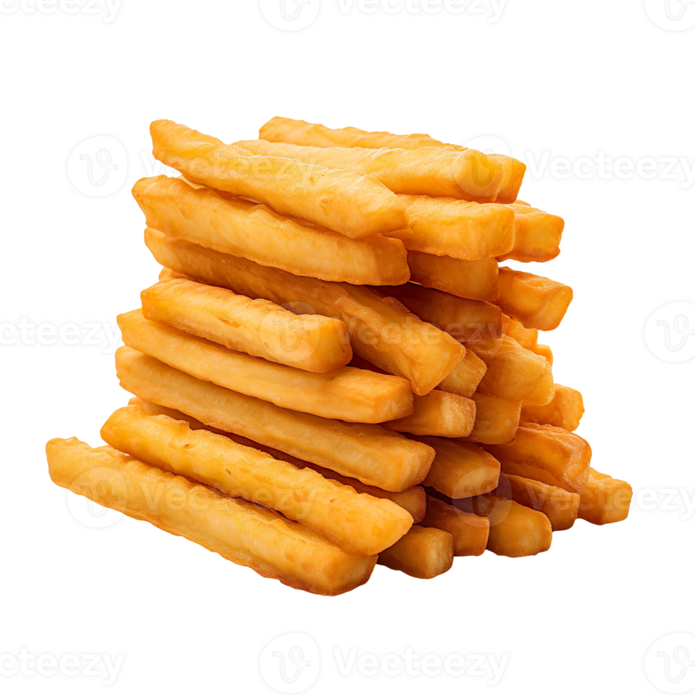 Pile of tasty cheese sticks isolated on transparent background png
