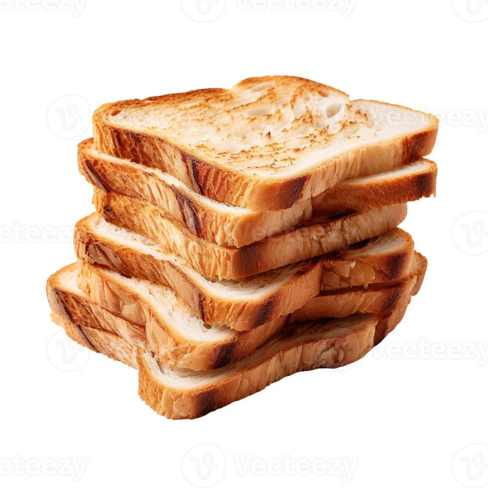 Pile of toasted bread slices isolated on transparent background png