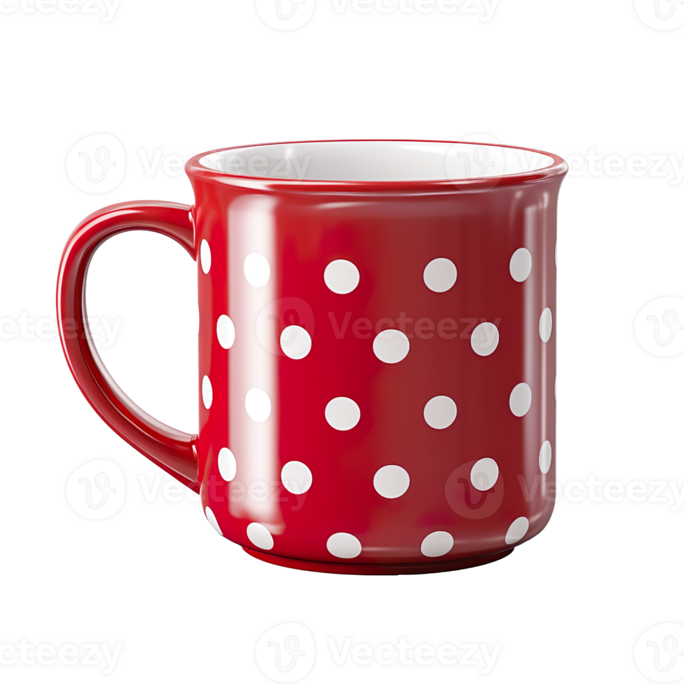 Red polka dot mug isolated on transparent background png