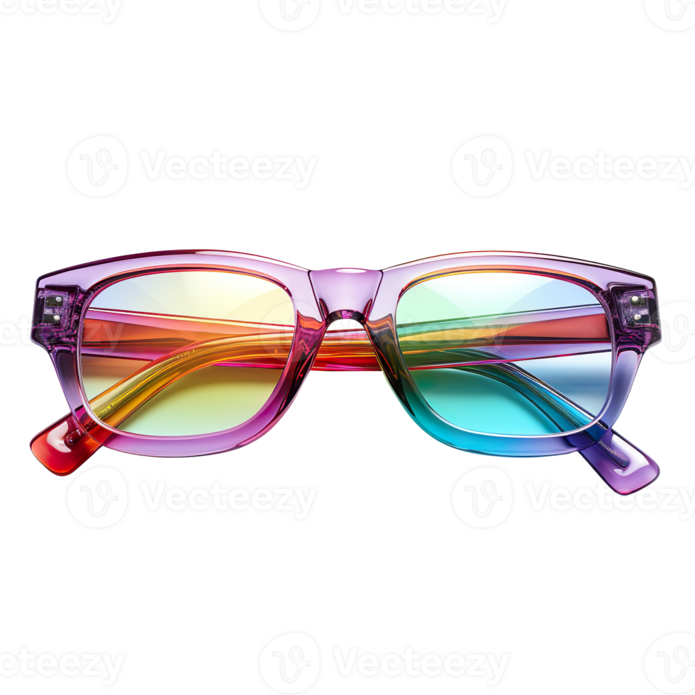 Rainbow color eye glasses isolated on transparent isolated on transparent background png