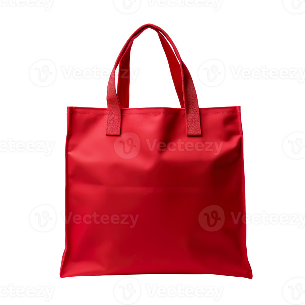 red canvas shopping bag isolated on transparent background png