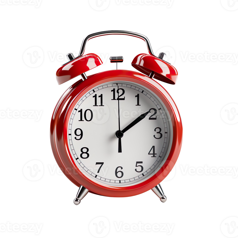 Red alarm clock isolated on transparent background png