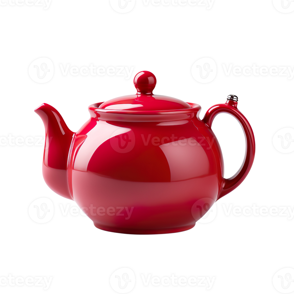 Red Teapot isolated on transparent background png