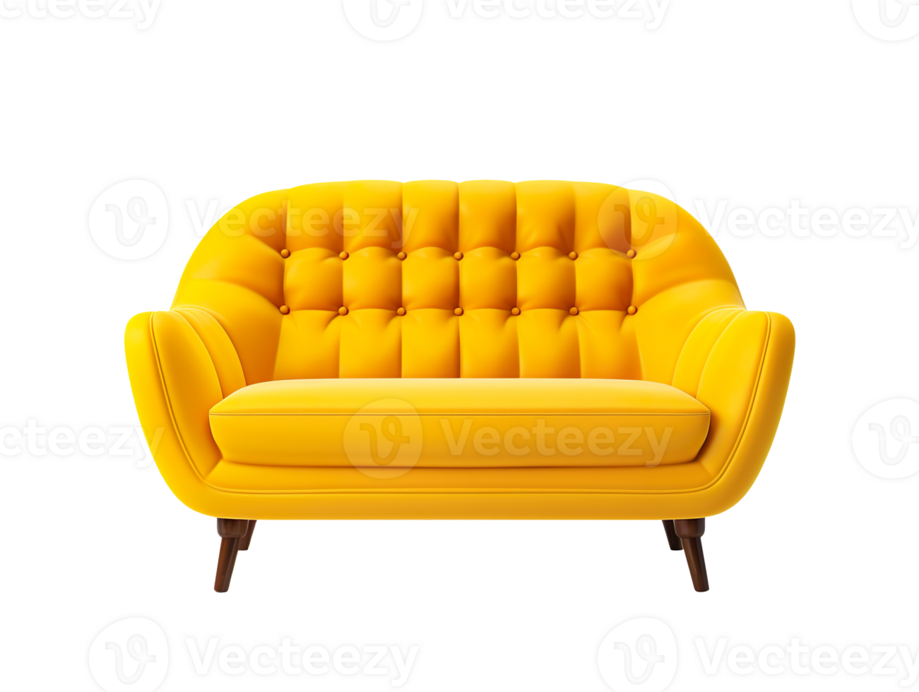 Retro Yellow Cozy Sofa isolated on transparent background png
