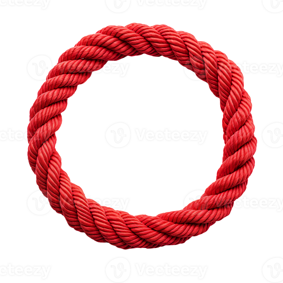 Red rope in a circle isolated on transparent background png