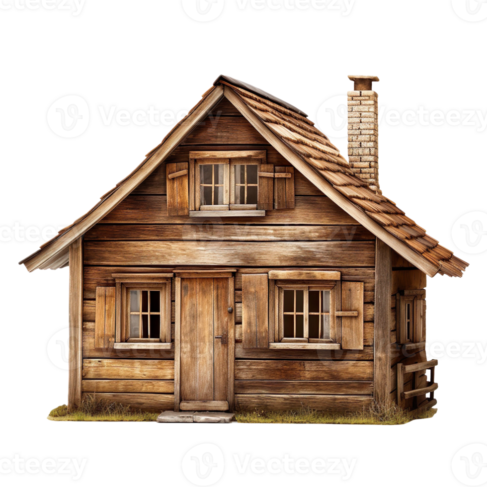 rustic wooden house isolated on transparent background png