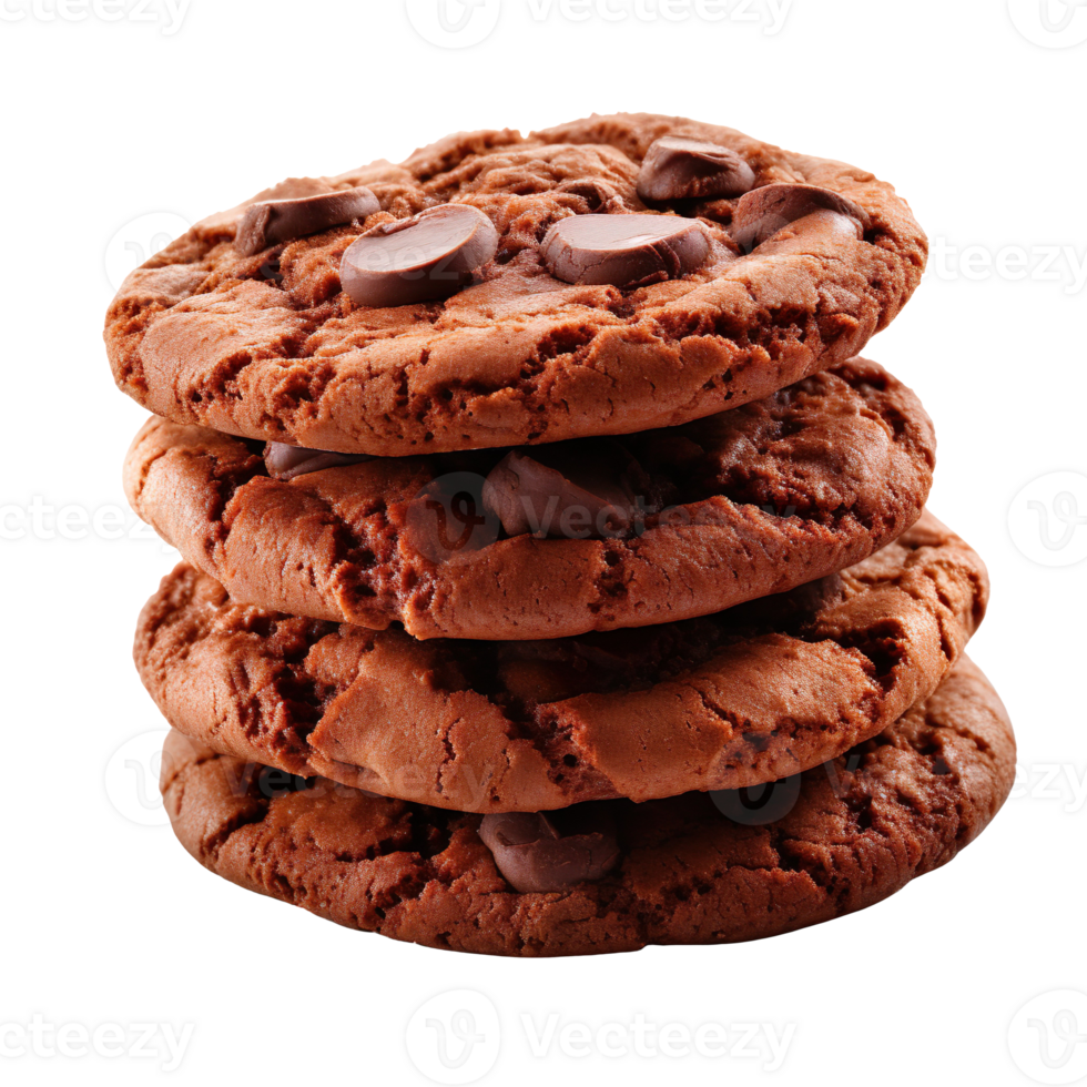 Stack of chocolate cookies isolated on transparent background png