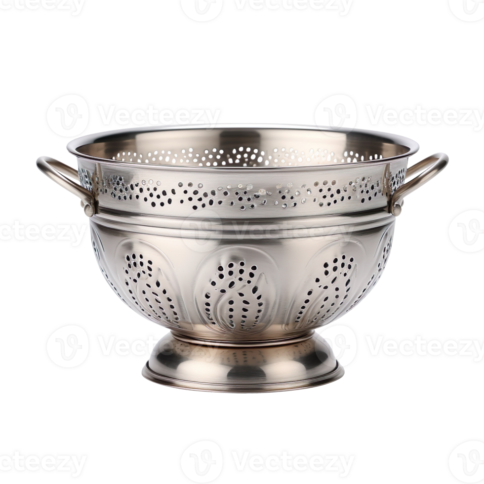 silver colander isolated on transparent background png