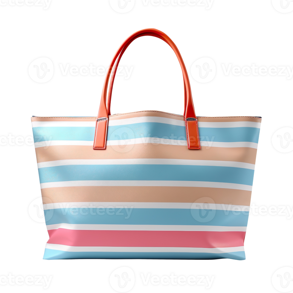 Striped beach bag isolated on transparent background png