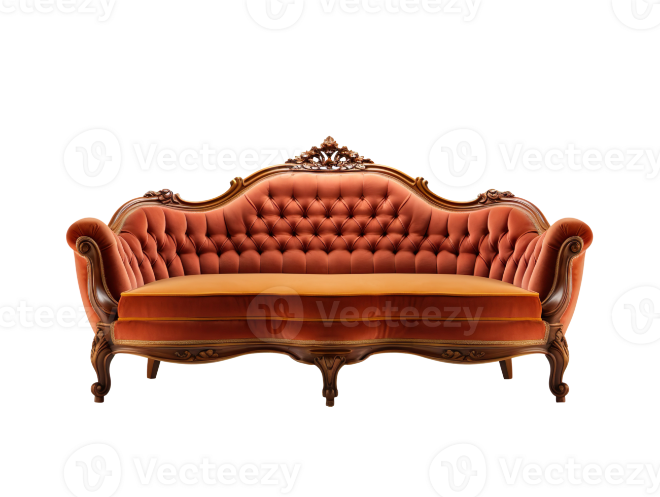 Vintage Elegant Sofa isolated on transparent background png