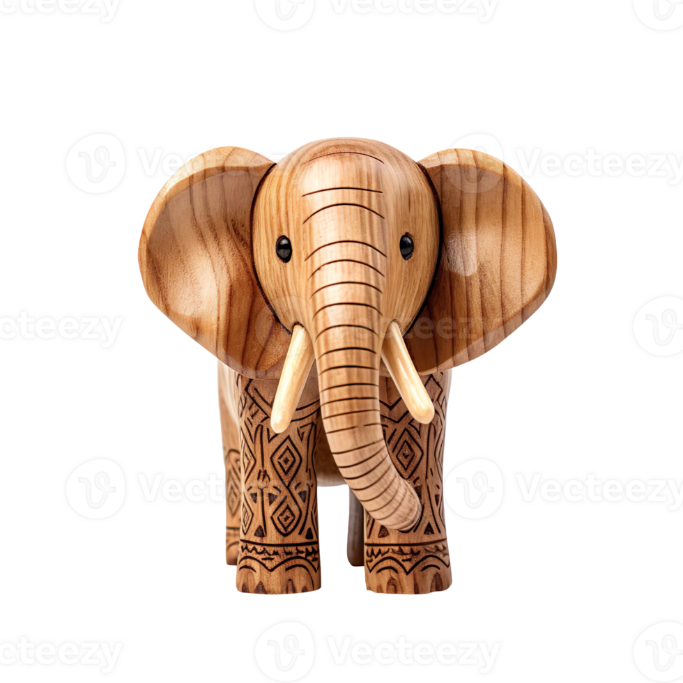 Tiny Wooden Toy Elephant isolated on transparent background png