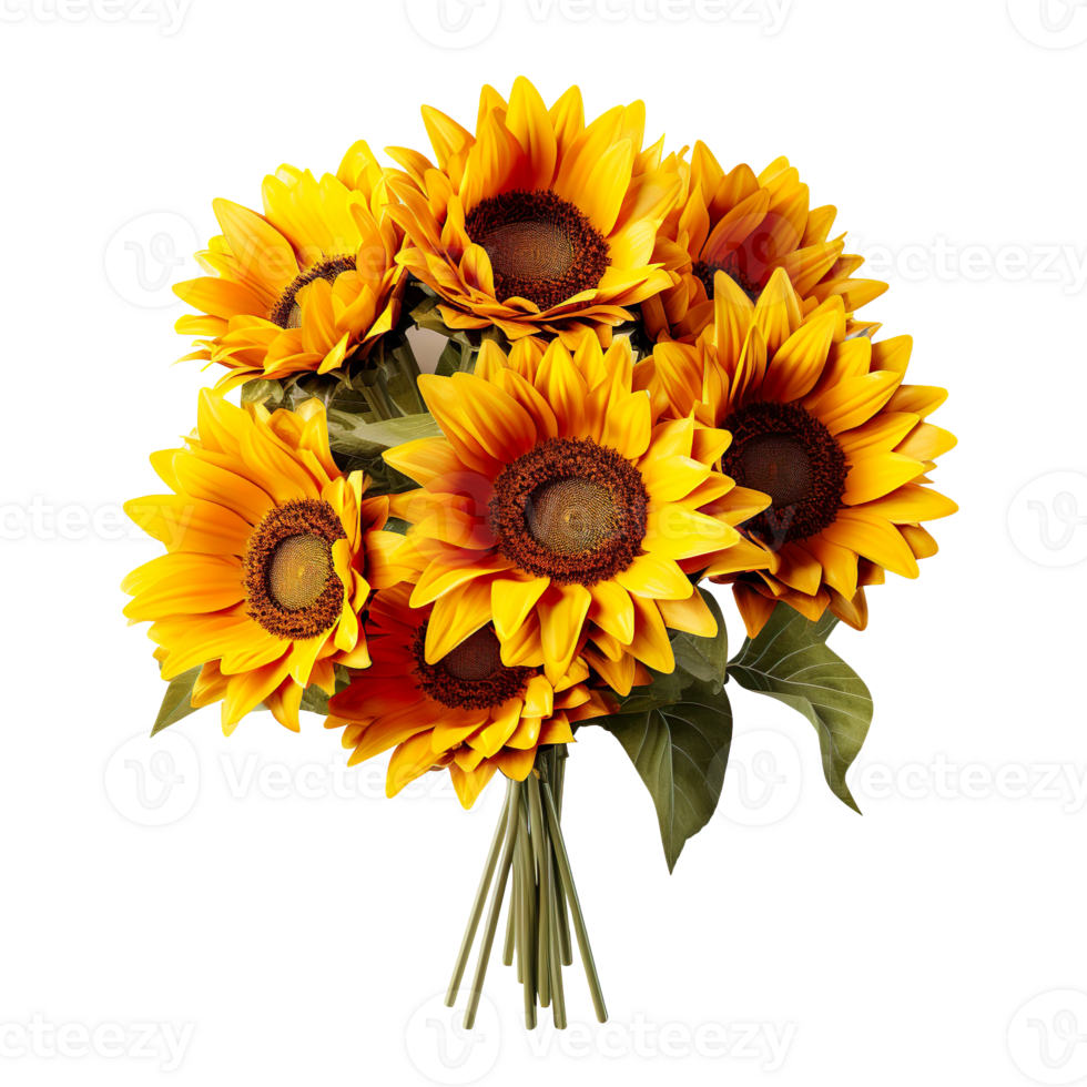 Sunflower bouquet isolated on transparent background png