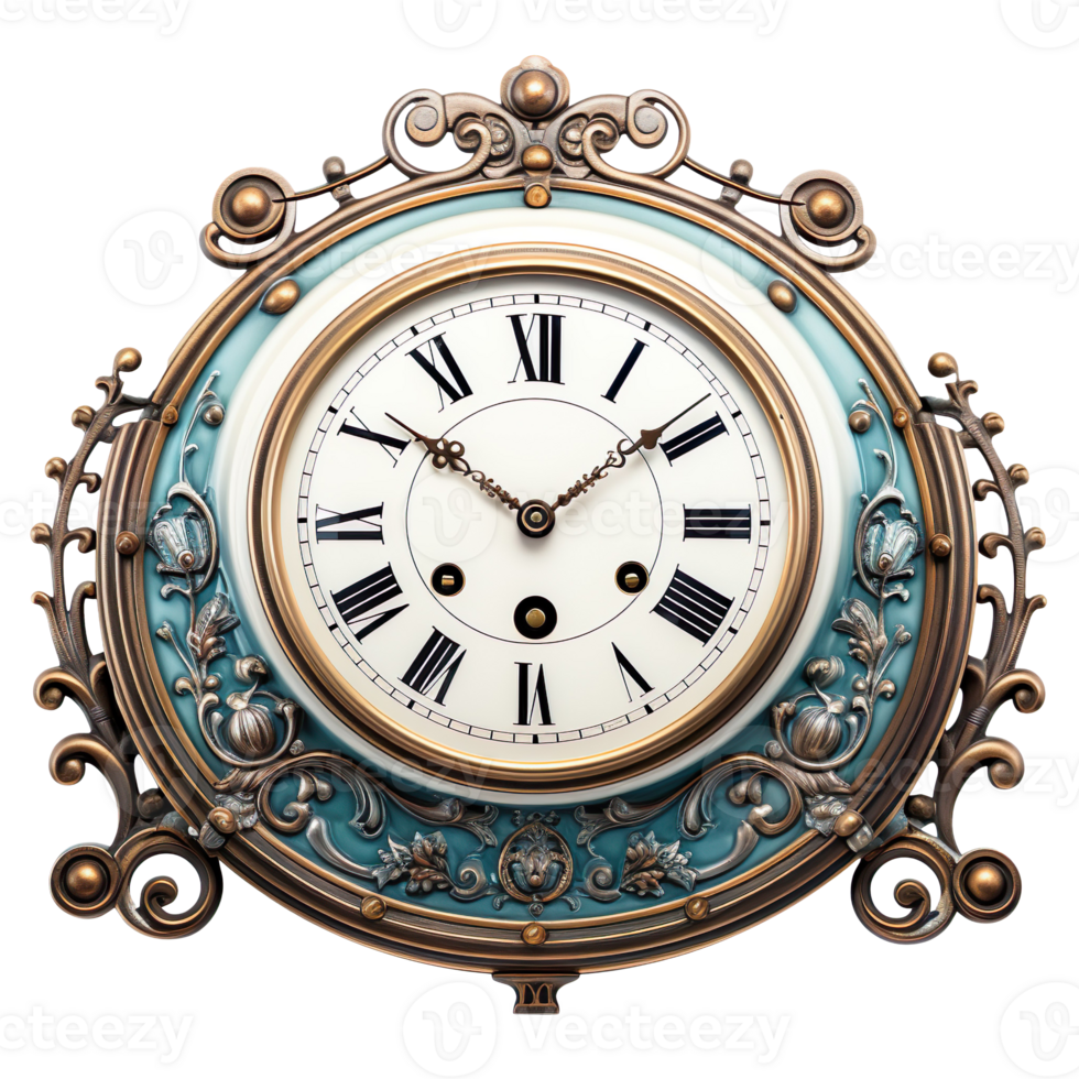Vintage mural antique clock isolated on transparent background png