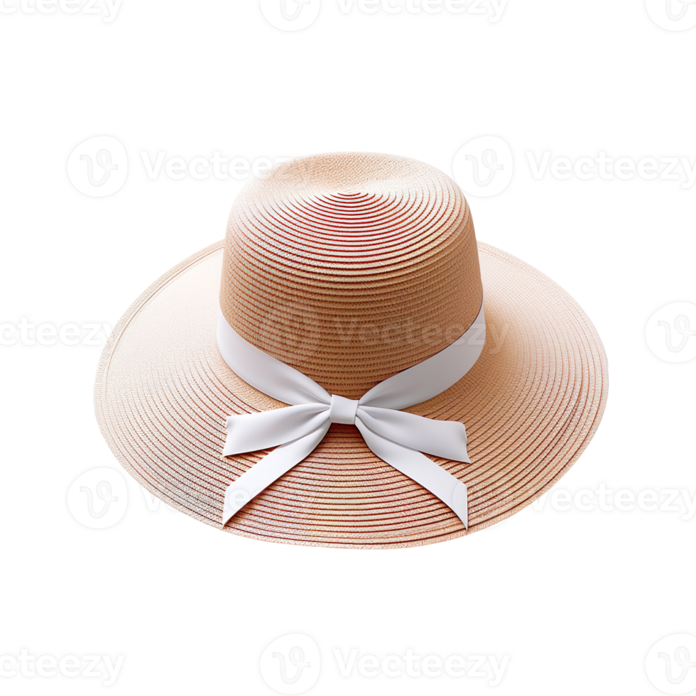 white straw hat isolated on transparent background png