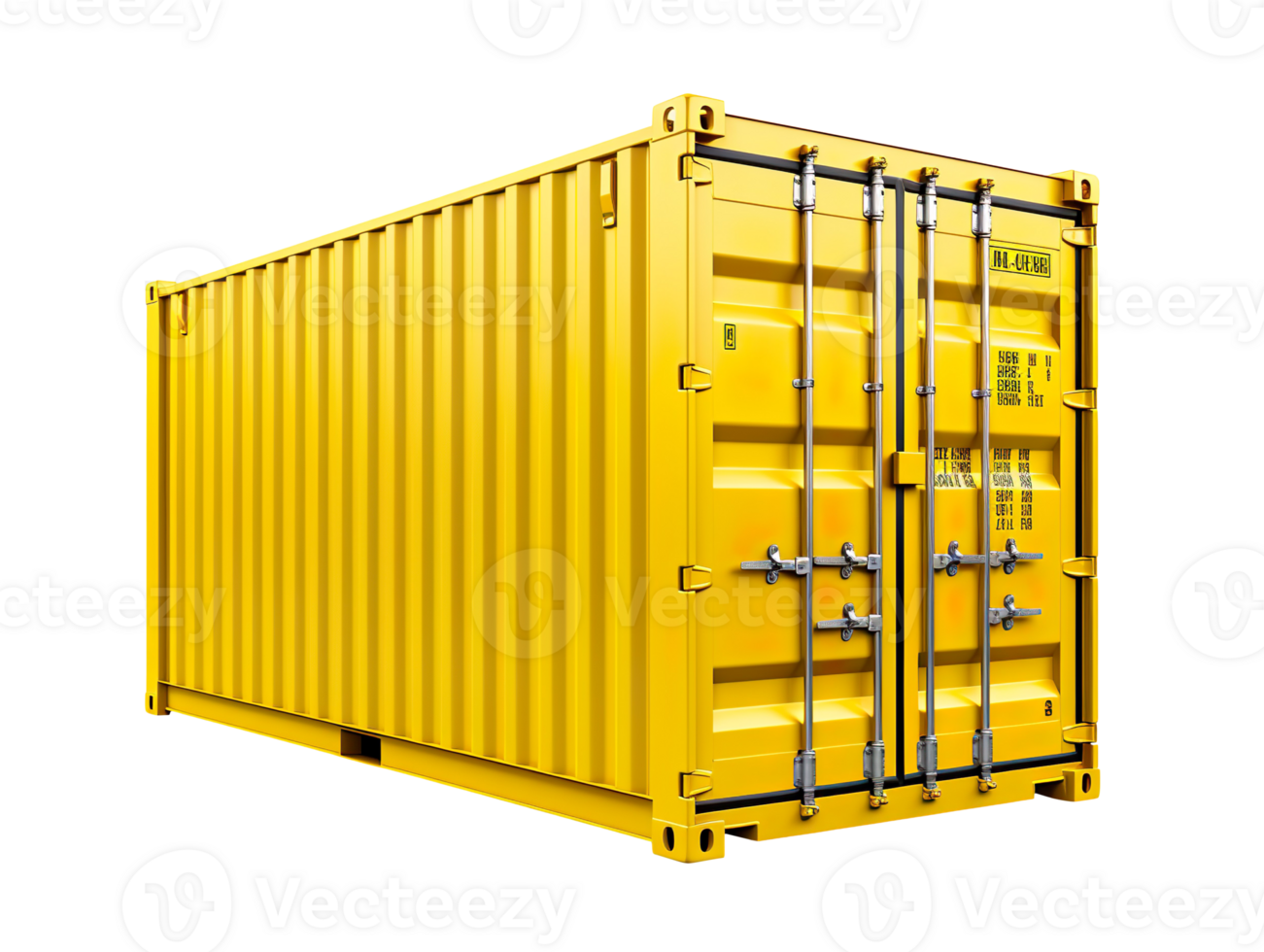 Yellow cargo container isolated on transparent background png