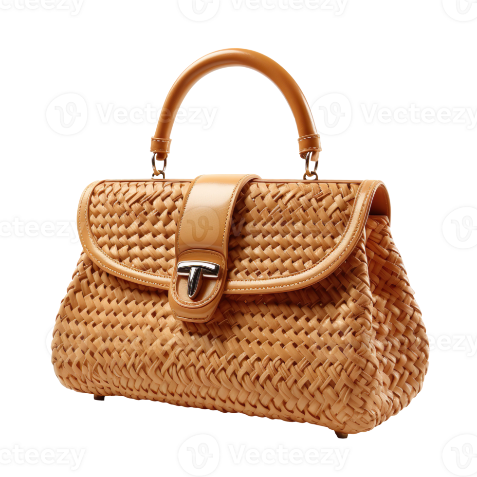 Woven handbag isolated on transparent background png