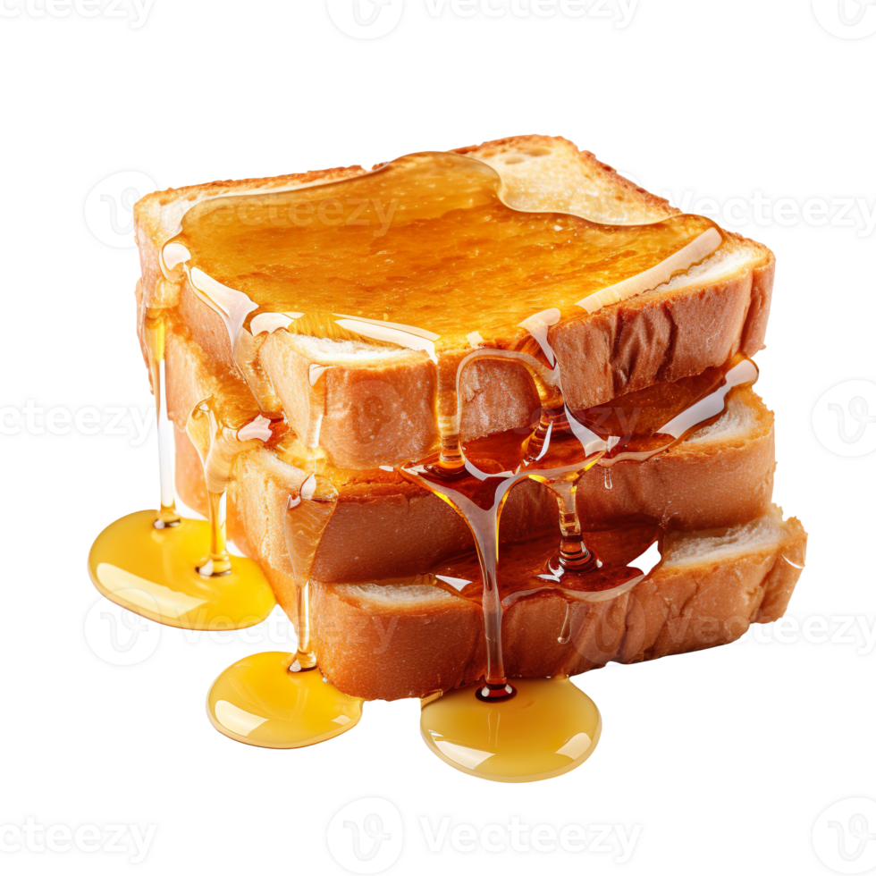 Toast with honey isolated on transparent background png